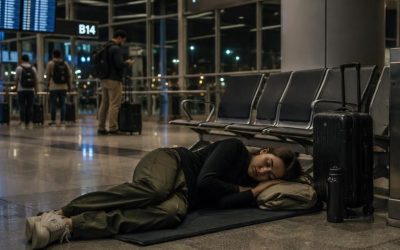 American tourist sparks debate for sleeping on airport floor rather than paying for hotel